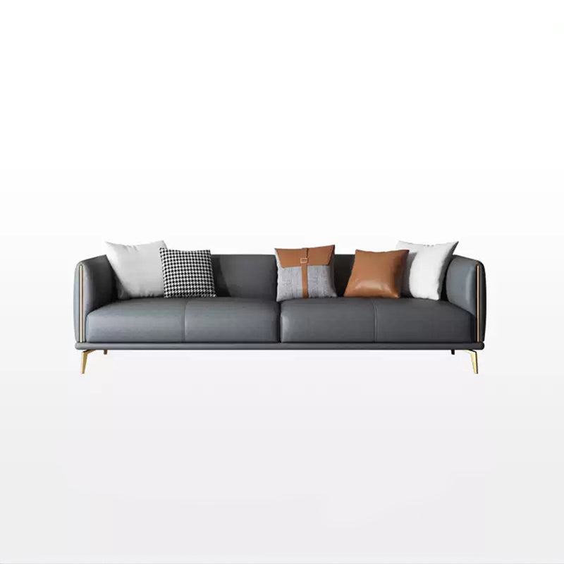 Contemporary Dark Gray Standard Sofa Faux Leather Sqaure Arm Couch Clearhalo 'furn' 'furn_sofas' 'Furniture' 'furniture_sofas' 'Living Room Furniture' 'Sofa' 'sofas' 4934001
