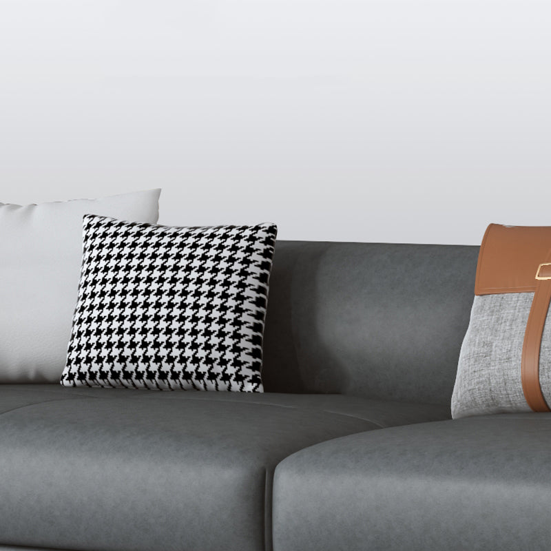 Contemporary Dark Gray Standard Sofa Faux Leather Sqaure Arm Couch Clearhalo 'furn' 'furn_sofas' 'Furniture' 'furniture_sofas' 'Living Room Furniture' 'Sofa' 'sofas' 4934004