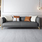 Contemporary Dark Gray Standard Sofa Faux Leather Sqaure Arm Couch 63"L x 35"W x 27.5"H Latex Clearhalo 'furn' 'furn_sofas' 'Furniture' 'furniture_sofas' 'Living Room Furniture' 'Sofa' 'sofas' 4934009