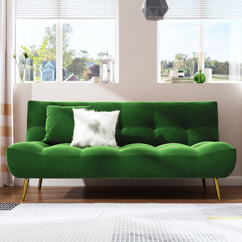Scandinavian Tufted Back Couch Armless Sofa Bed with Brass Legs Dark Green Clearhalo 'furn' 'furn_sofas' 'Furniture' 'furniture_sofas' 'Living Room Furniture' 'Sofa' 'sofas' 4934015