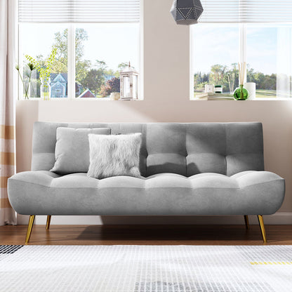 Scandinavian Tufted Back Couch Armless Sofa Bed with Brass Legs Gray Clearhalo 'furn' 'furn_sofas' 'Furniture' 'furniture_sofas' 'Living Room Furniture' 'Sofa' 'sofas' 4934020