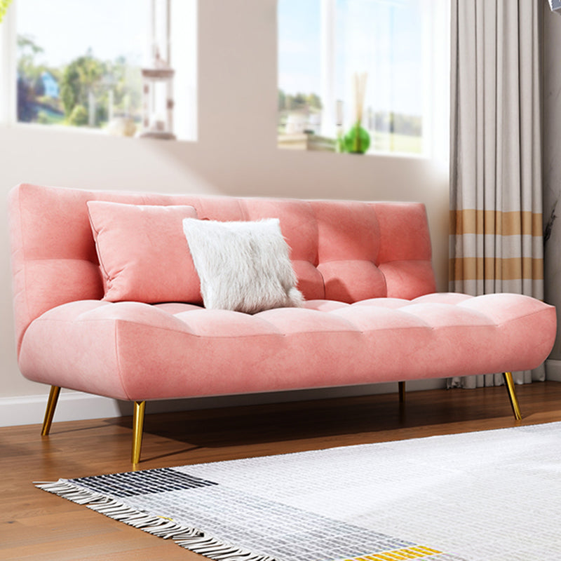 Scandinavian Tufted Back Couch Armless Sofa Bed with Brass Legs Clearhalo 'furn' 'furn_sofas' 'Furniture' 'furniture_sofas' 'Living Room Furniture' 'Sofa' 'sofas' 4934021