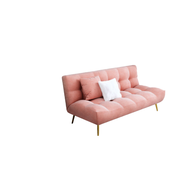 Scandinavian Tufted Back Couch Armless Sofa Bed with Brass Legs Clearhalo 'furn' 'furn_sofas' 'Furniture' 'furniture_sofas' 'Living Room Furniture' 'Sofa' 'sofas' 4934024