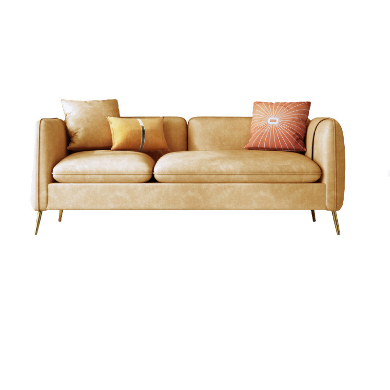 Modern Faux Leather Settee Square Arm Couch with Storage for 3 People Yellow Sponge Clearhalo 'furn' 'furn_sofas' 'Furniture' 'furniture_sofas' 'Living Room Furniture' 'Sofa' 'sofas' 4934037