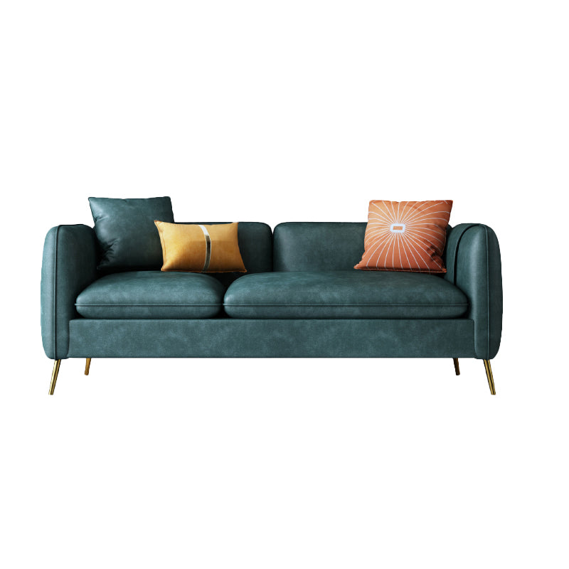 Modern Faux Leather Settee Square Arm Couch with Storage for 3 People Dark Green Sponge Clearhalo 'furn' 'furn_sofas' 'Furniture' 'furniture_sofas' 'Living Room Furniture' 'Sofa' 'sofas' 4934038