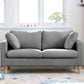 Contemporary Square Arm Couch Faux Leather Loveseat with Pillows Light Gray Clearhalo 'furn' 'furn_sofas' 'Furniture' 'furniture_sofas' 'Living Room Furniture' 'Sofa' 'sofas' 4934047