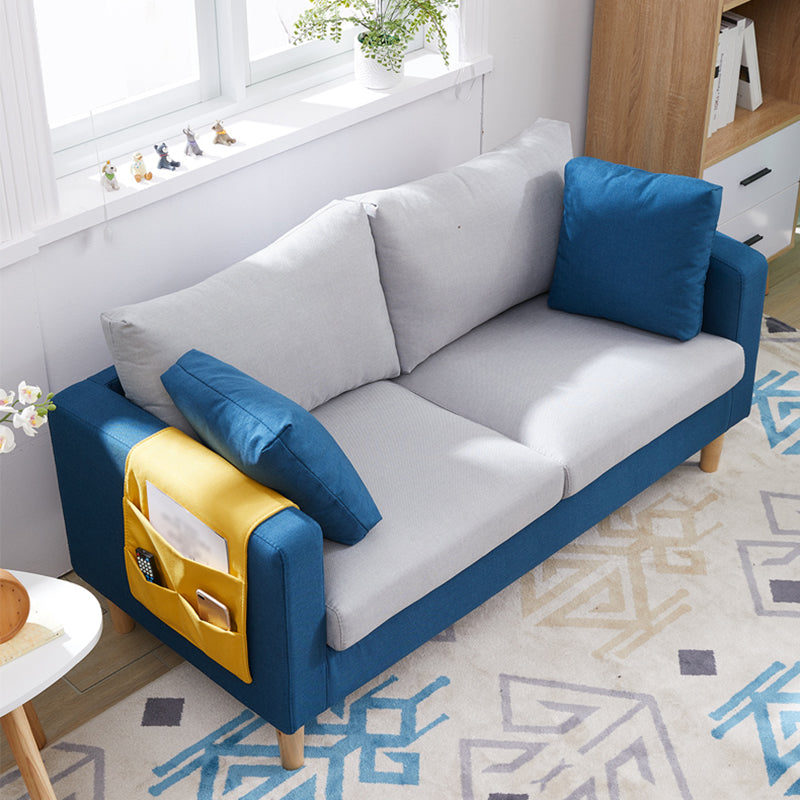 Contemporary Square Arm Couch Faux Leather Loveseat with Pillows Clearhalo 'furn' 'furn_sofas' 'Furniture' 'furniture_sofas' 'Living Room Furniture' 'Sofa' 'sofas' 4934051