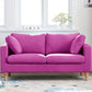 Contemporary Square Arm Couch Faux Leather Loveseat with Pillows Rose Red Clearhalo 'furn' 'furn_sofas' 'Furniture' 'furniture_sofas' 'Living Room Furniture' 'Sofa' 'sofas' 4934052