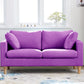 Contemporary Square Arm Couch Faux Leather Loveseat with Pillows Purple Clearhalo 'furn' 'furn_sofas' 'Furniture' 'furniture_sofas' 'Living Room Furniture' 'Sofa' 'sofas' 4934053