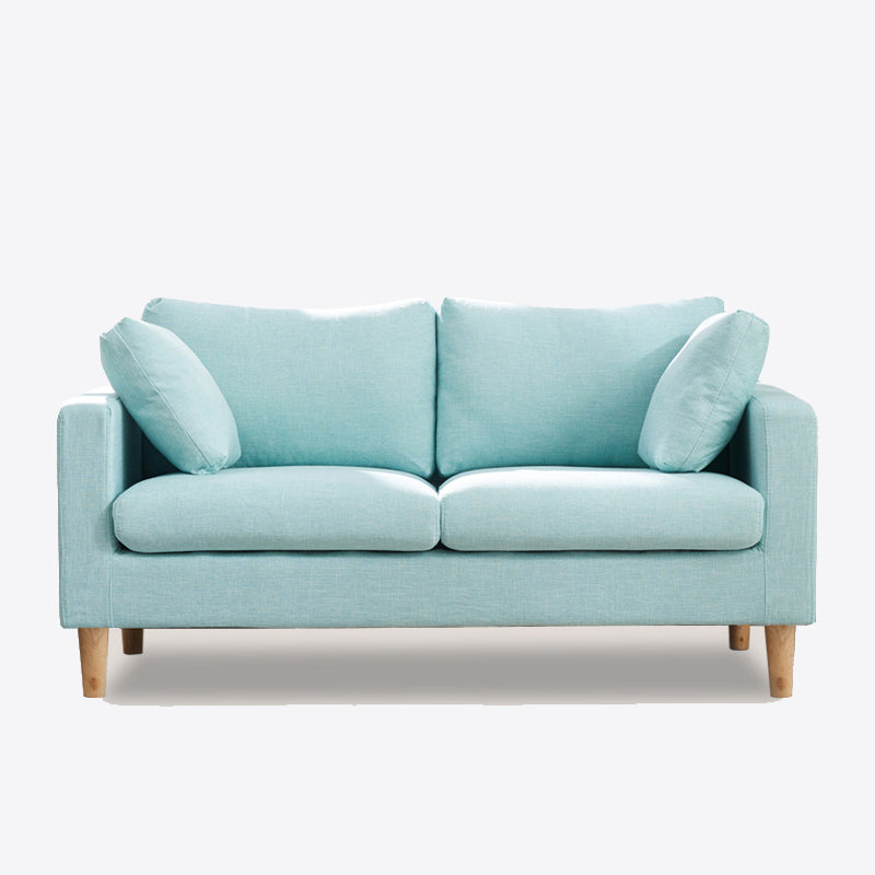 Contemporary Square Arm Couch Faux Leather Loveseat with Pillows 49"L x 27"W x 29.5"H Light Blue Clearhalo 'furn' 'furn_sofas' 'Furniture' 'furniture_sofas' 'Living Room Furniture' 'Sofa' 'sofas' 4934058