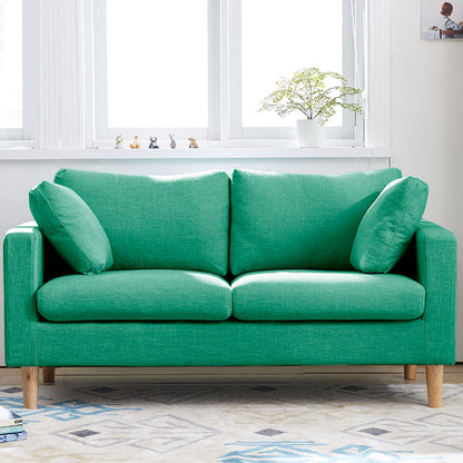 Contemporary Square Arm Couch Faux Leather Loveseat with Pillows Turquoise Clearhalo 'furn' 'furn_sofas' 'Furniture' 'furniture_sofas' 'Living Room Furniture' 'Sofa' 'sofas' 4934059