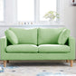 Contemporary Square Arm Couch Faux Leather Loveseat with Pillows Light Green Clearhalo 'furn' 'furn_sofas' 'Furniture' 'furniture_sofas' 'Living Room Furniture' 'Sofa' 'sofas' 4934061