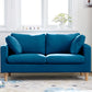 Contemporary Square Arm Couch Faux Leather Loveseat with Pillows Dark Blue Clearhalo 'furn' 'furn_sofas' 'Furniture' 'furniture_sofas' 'Living Room Furniture' 'Sofa' 'sofas' 4934063
