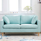 Contemporary Square Arm Couch Faux Leather Loveseat with Pillows 54"L x 27"W x 29.5"H Light Blue Clearhalo 'furn' 'furn_sofas' 'Furniture' 'furniture_sofas' 'Living Room Furniture' 'Sofa' 'sofas' 4934068
