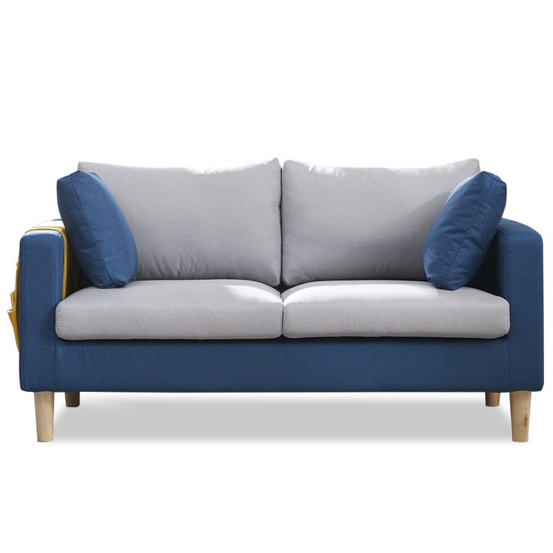 Contemporary Square Arm Couch Faux Leather Loveseat with Pillows 49"L x 27"W x 29.5"H Dark Blue-Gray Clearhalo 'furn' 'furn_sofas' 'Furniture' 'furniture_sofas' 'Living Room Furniture' 'Sofa' 'sofas' 4934071