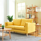 Nordic Square Arm Standard Sofa Slipcovered Couch with Pillows for 2 People Yellow 32''H x 69''L x 32''W Clearhalo 'Furniture' 'furniture_sofas' 'Living Room Furniture' 'Sofa' 'sofas' 4934078