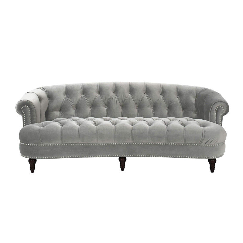 Classic Glam 3-seater Sofa Rolled Arm Couch with Tufted Back for Living Room Light Gray Clearhalo 'Furniture' 'furniture_sofas' 'Living Room Furniture' 'Sofa' 'sofas' 4934092