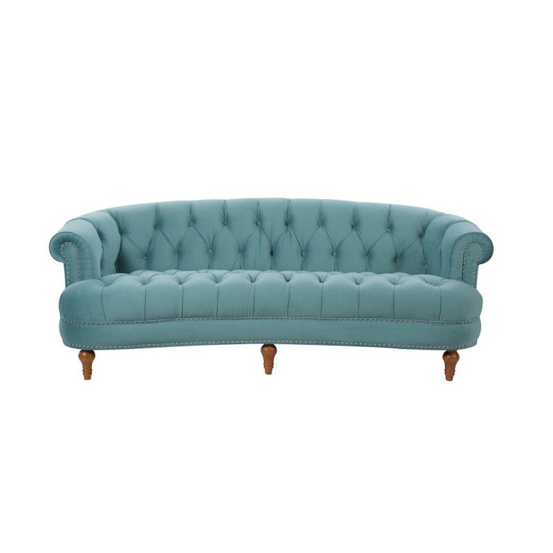 Classic Glam 3-seater Sofa Rolled Arm Couch with Tufted Back for Living Room Lake Blue Clearhalo 'Furniture' 'furniture_sofas' 'Living Room Furniture' 'Sofa' 'sofas' 4934093