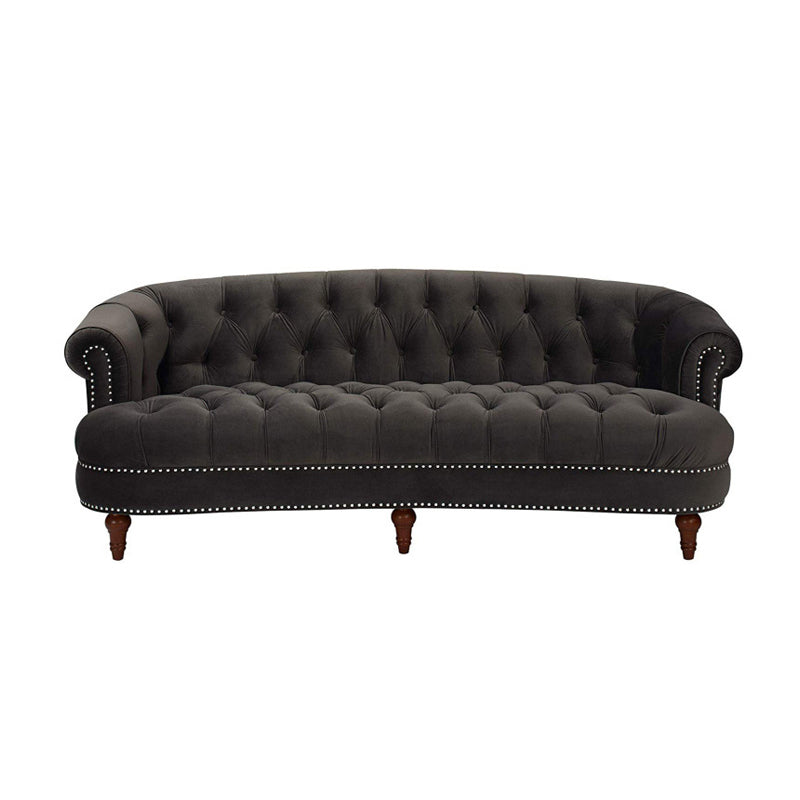 Classic Glam 3-seater Sofa Rolled Arm Couch with Tufted Back for Living Room Dark Gray Clearhalo 'Furniture' 'furniture_sofas' 'Living Room Furniture' 'Sofa' 'sofas' 4934095