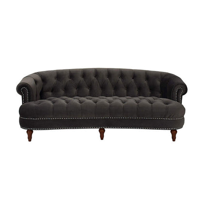 Classic Glam 3-seater Sofa Rolled Arm Couch with Tufted Back for Living Room Dark Gray Clearhalo 'Furniture' 'furniture_sofas' 'Living Room Furniture' 'Sofa' 'sofas' 4934095
