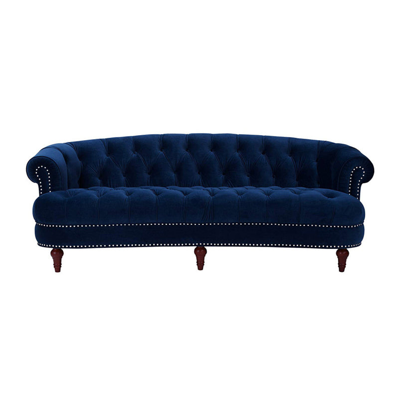 Classic Glam 3-seater Sofa Rolled Arm Couch with Tufted Back for Living Room Dark Blue Clearhalo 'Furniture' 'furniture_sofas' 'Living Room Furniture' 'Sofa' 'sofas' 4934096