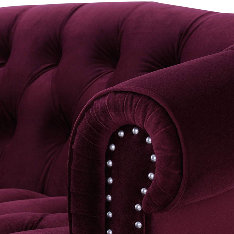 Classic Glam 3-seater Sofa Rolled Arm Couch with Tufted Back for Living Room Clearhalo 'Furniture' 'furniture_sofas' 'Living Room Furniture' 'Sofa' 'sofas' 4934097