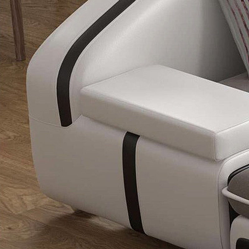 L-Shape Fabric Square Arm Sofa and Chaise Slipcovered Sectional with Pillow Back Clearhalo 'furn' 'furn_sectionals' 'Furniture' 'furniture_sectionals' 'Living Room Furniture' 'Sectionals' 4934106