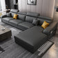 Dark Gray Faux Leather Sloped Arm Sofa Slipcovered Sectional with Pocket Storage 126"L x 61"W x 33.5"H Latex Clearhalo 'furn' 'furn_sectionals' 'Furniture' 'furniture_sectionals' 'Living Room Furniture' 'Sectionals' 4934109
