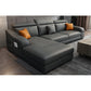 Dark Gray Faux Leather Sloped Arm Sofa Slipcovered Sectional with Pocket Storage 85"L x 61"W x 33.5"H Clearhalo 'furn' 'furn_sectionals' 'Furniture' 'furniture_sectionals' 'Living Room Furniture' 'Sectionals' 4934112