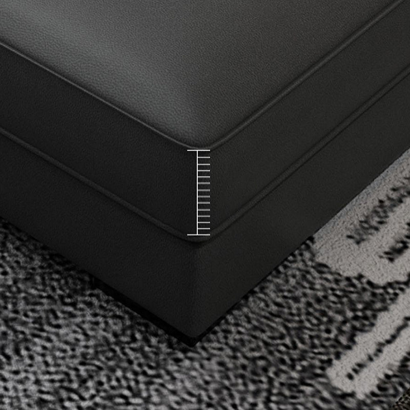 Dark Gray Faux Leather Sloped Arm Sofa Slipcovered Sectional with Pocket Storage Clearhalo 'furn' 'furn_sectionals' 'Furniture' 'furniture_sectionals' 'Living Room Furniture' 'Sectionals' 4934117