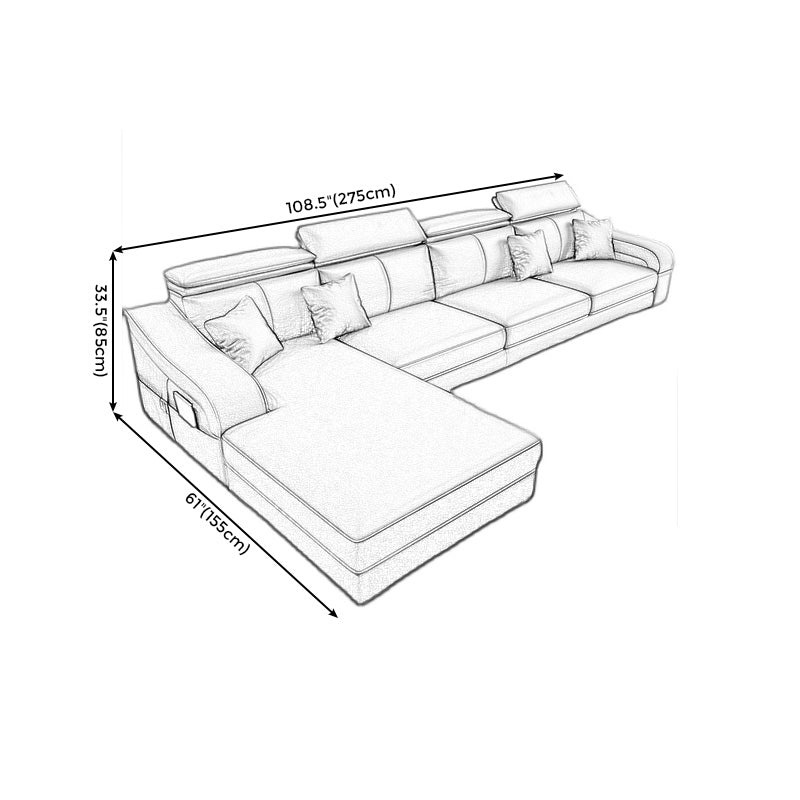 Dark Gray Faux Leather Sloped Arm Sofa Slipcovered Sectional with Pocket Storage Clearhalo 'furn' 'furn_sectionals' 'Furniture' 'furniture_sectionals' 'Living Room Furniture' 'Sectionals' 4934122