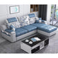 82.68"L x 57.09"W x 35.43"H Sloped Arm Sofa Cushion Back Sectionals with Storage White-Blue Clearhalo 'furn' 'furn_sectionals' 'Furniture' 'furniture_sectionals' 'Living Room Furniture' 'Sectionals' 4934127