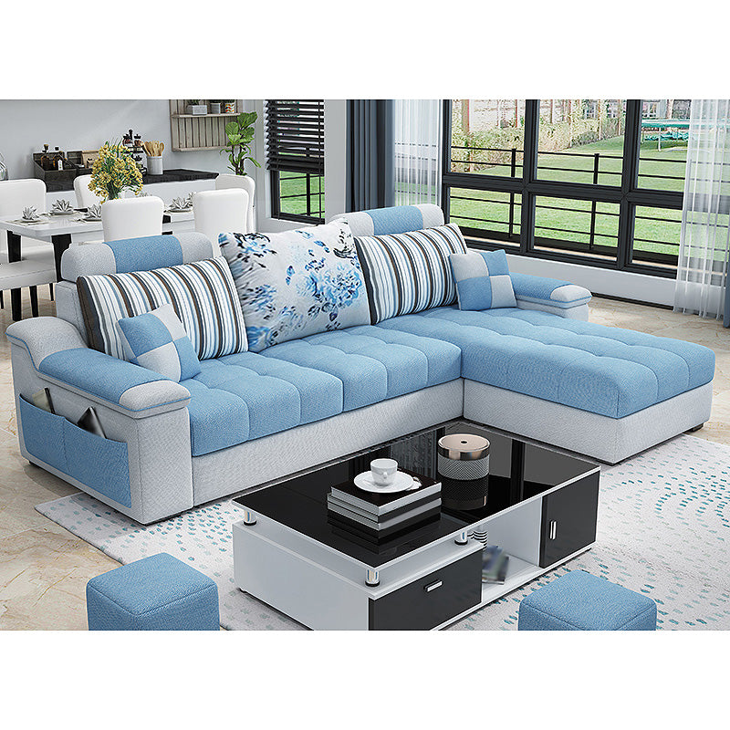 82.68"L x 57.09"W x 35.43"H Sloped Arm Sofa Cushion Back Sectionals with Storage Ocean Blue Clearhalo 'furn' 'furn_sectionals' 'Furniture' 'furniture_sectionals' 'Living Room Furniture' 'Sectionals' 4934130
