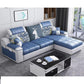 82.68"L x 57.09"W x 35.43"H Sloped Arm Sofa Cushion Back Sectionals with Storage Blue-White Clearhalo 'furn' 'furn_sectionals' 'Furniture' 'furniture_sectionals' 'Living Room Furniture' 'Sectionals' 4934131