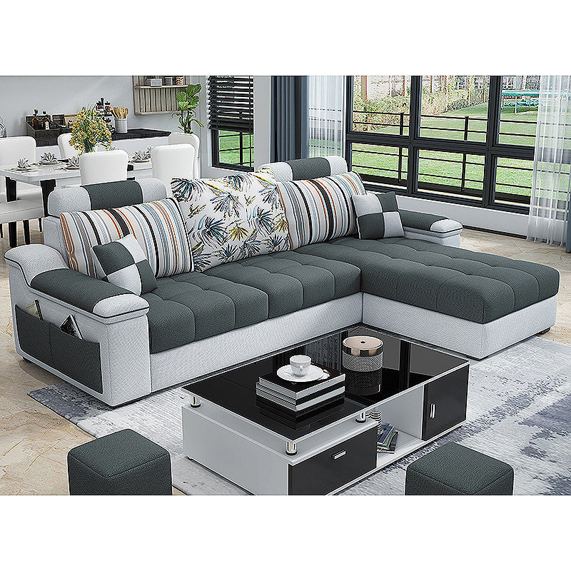 82.68"L x 57.09"W x 35.43"H Sloped Arm Sofa Cushion Back Sectionals with Storage Dark Gray Clearhalo 'furn' 'furn_sectionals' 'Furniture' 'furniture_sectionals' 'Living Room Furniture' 'Sectionals' 4934132