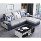 82.68"L x 57.09"W x 35.43"H Sloped Arm Sofa Cushion Back Sectionals with Storage Dark Blue-White Clearhalo 'furn' 'furn_sectionals' 'Furniture' 'furniture_sectionals' 'Living Room Furniture' 'Sectionals' 4934134