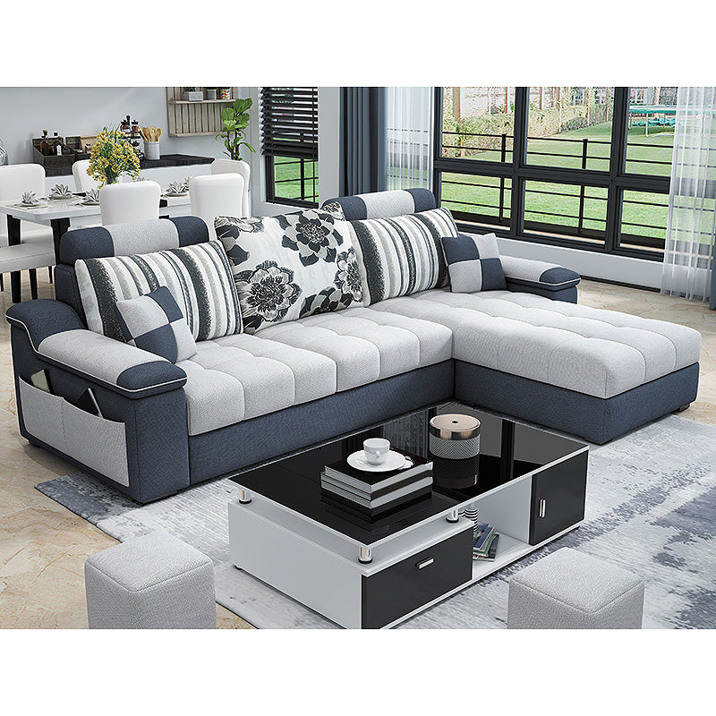 82.68"L x 57.09"W x 35.43"H Sloped Arm Sofa Cushion Back Sectionals with Storage Dark Gray-White Clearhalo 'furn' 'furn_sectionals' 'Furniture' 'furniture_sectionals' 'Living Room Furniture' 'Sectionals' 4934140