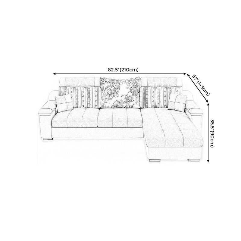 82.68"L x 57.09"W x 35.43"H Sloped Arm Sofa Cushion Back Sectionals with Storage Clearhalo 'furn' 'furn_sectionals' 'Furniture' 'furniture_sectionals' 'Living Room Furniture' 'Sectionals' 4934141