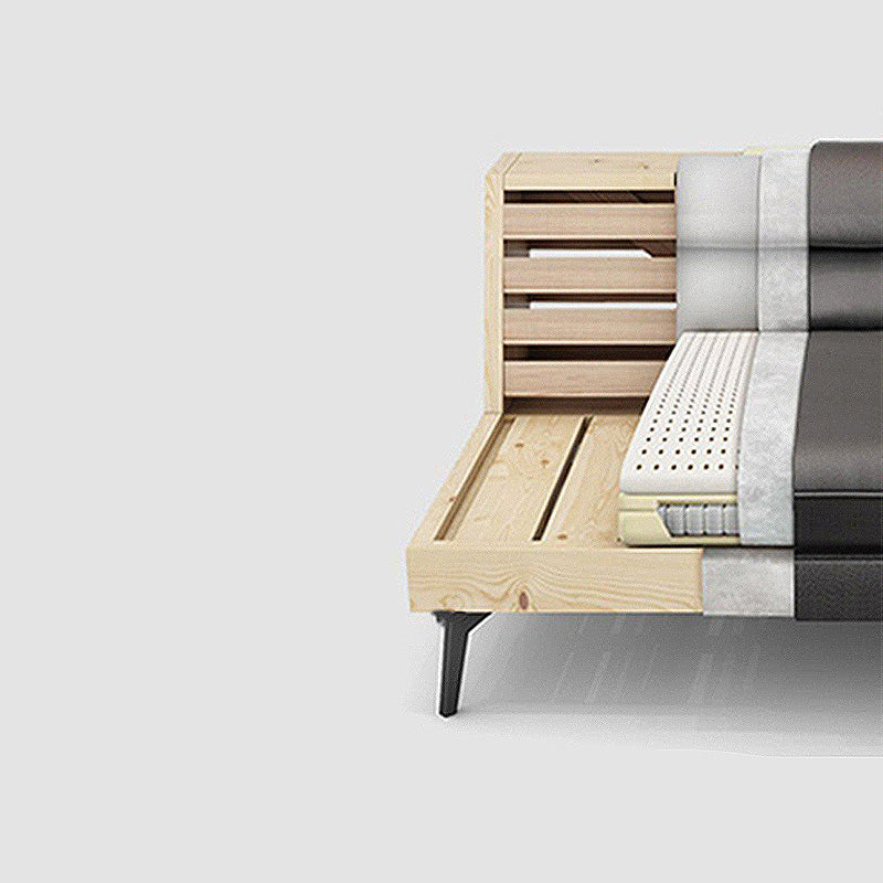 Faux Leather Pillow Top Arm Sectionals 37.4"H Cushion Back Sofa and Chaise Clearhalo 'furn' 'furn_sectionals' 'Furniture' 'furniture_sectionals' 'Living Room Furniture' 'Sectionals' 4934178