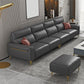 Dark Gray Genuine Leather Sofa and Chaise Pillow Top Arm Sectional for Living Room 126"L x 61"W x 36"H With Ottoman Clearhalo 'furn' 'furn_sectionals' 'Furniture' 'furniture_sectionals' 'Living Room Furniture' 'Sectionals' 4934187