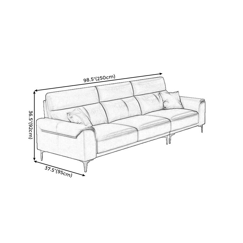 Dark Gray Genuine Leather Sofa and Chaise Pillow Top Arm Sectional for Living Room Clearhalo 'furn' 'furn_sectionals' 'Furniture' 'furniture_sectionals' 'Living Room Furniture' 'Sectionals' 4934201