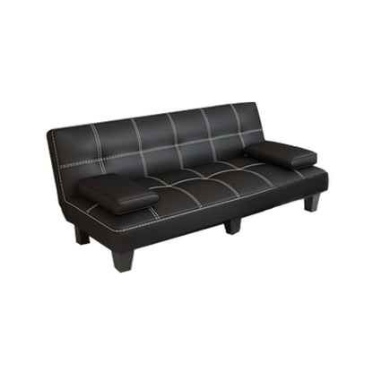 Contemporary Armless Sectional Leather Tufted Convertible Sofa for Living Room 71"L x 29.5"W x 28"H Black Clearhalo 'furn' 'furn_sectionals' 'Furniture' 'furniture_sectionals' 'Living Room Furniture' 'Sectionals' 4934211
