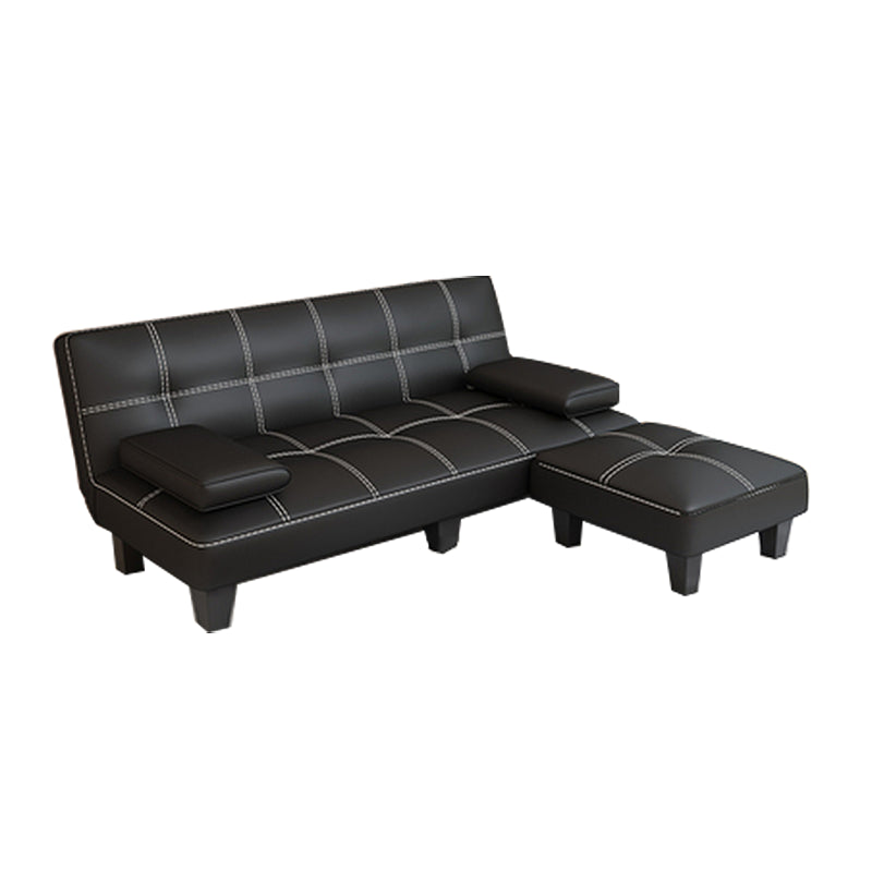 Contemporary Armless Sectional Leather Tufted Convertible Sofa for Living Room Black Clearhalo 'furn' 'furn_sectionals' 'Furniture' 'furniture_sectionals' 'Living Room Furniture' 'Sectionals' 4934212