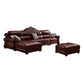 Genuine Leather Rolled Arm Sectional 36.22"High Camel Back Sofa, Dark Brown 161"L x 73"W x 36"H Left Clearhalo 'furn' 'furn_sectionals' 'Furniture' 'furniture_sectionals' 'Living Room Furniture' 'Sectionals' 4934230