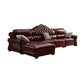 Genuine Leather Rolled Arm Sectional 36.22"High Camel Back Sofa, Dark Brown Clearhalo 'furn' 'furn_sectionals' 'Furniture' 'furniture_sectionals' 'Living Room Furniture' 'Sectionals' 4934238