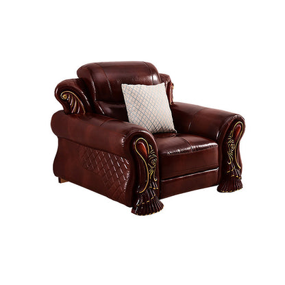 Genuine Leather Rolled Arm Sectional 36.22"High Camel Back Sofa, Dark Brown 45"L x 37"W x 36"H Horizontal Clearhalo 'furn' 'furn_sectionals' 'Furniture' 'furniture_sectionals' 'Living Room Furniture' 'Sectionals' 4934240