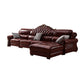 Genuine Leather Rolled Arm Sectional 36.22"High Camel Back Sofa, Dark Brown Clearhalo 'furn' 'furn_sectionals' 'Furniture' 'furniture_sectionals' 'Living Room Furniture' 'Sectionals' 4934241