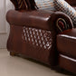 Genuine Leather Rolled Arm Sectional 36.22"High Camel Back Sofa, Dark Brown Clearhalo 'furn' 'furn_sectionals' 'Furniture' 'furniture_sectionals' 'Living Room Furniture' 'Sectionals' 4934243