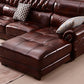 Genuine Leather Rolled Arm Sectional 36.22"High Camel Back Sofa, Dark Brown Clearhalo 'furn' 'furn_sectionals' 'Furniture' 'furniture_sectionals' 'Living Room Furniture' 'Sectionals' 4934245