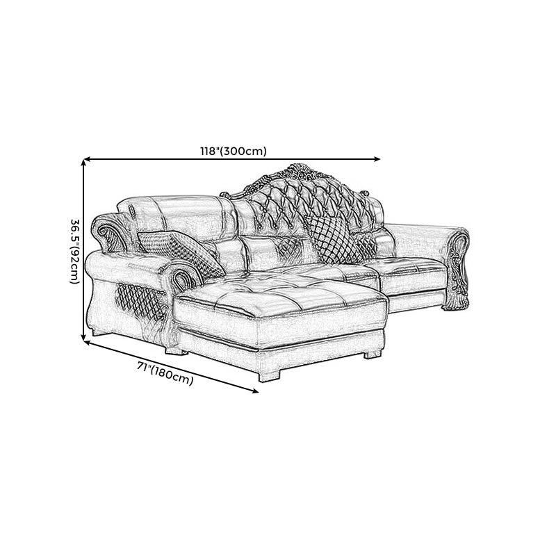 Genuine Leather Rolled Arm Sectional 36.22"High Camel Back Sofa, Dark Brown Clearhalo 'furn' 'furn_sectionals' 'Furniture' 'furniture_sectionals' 'Living Room Furniture' 'Sectionals' 4934248